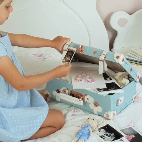 Keepsake Suitcase, Baby Suitcase, Memory Case, Baby Memory Storage Case, Keepsake Box, Vintage Suitcase In Baby Blue, Keepsake Memory Box