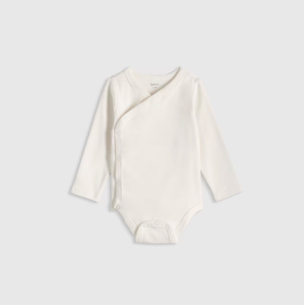 100% Organic Cotton Long Sleeve Kimono Bodysuit - Baby in Navy