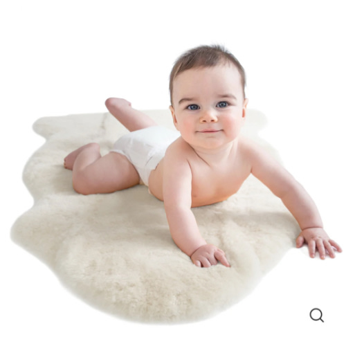 Sheepskin Rug for Babies, 100% Natural, Shorn Lambskin Wool, 2 x 3 Feet, Ivory