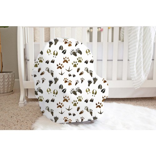 Animal Tracks Car Seat Cover, Woodland Nursery, Forest Carseat Cover, Rustic Nursing Cover Up, Multi Use Baby Cover, Woodland Baby Gift Fof