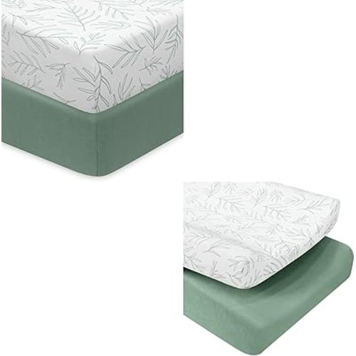 2 Pack Crib Sheets and 2 Pack Changing Pad Cover Bundle