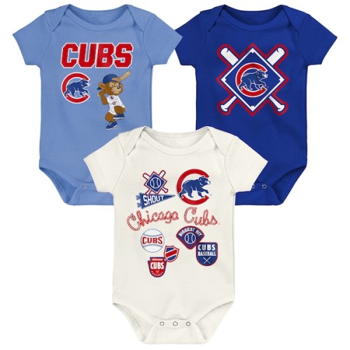 Newborn Chicago Cubs Outerstuff Home Plate 3-Piece Creeper Set
