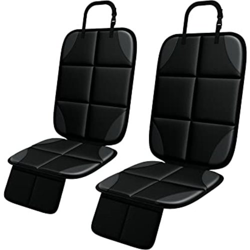 Car Seat Protector MHO+All 2 Pack Auto for Child Baby Car Seats - Large CarSeat Sit Savers Mat with Waterproof 600D Fabric & 2 Storage Pockets, Crash Test Approved