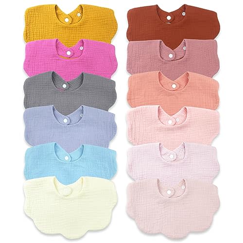 DOSMINE Muslin Baby Bibs for Drooling and Teething Newborn Drool Bibs for Baby Girl Boy