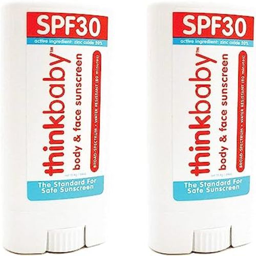 thinkbaby Sunscreen Stick, White/Orange, 0.64 Ounce (2 pack)