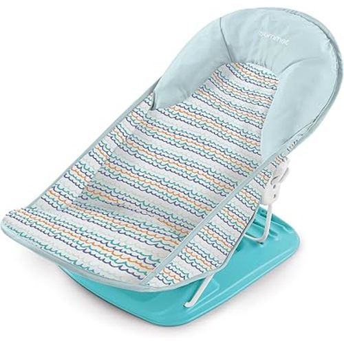 Summer Infant Deluxe Baby Bath Seat, Adjustable Support for Sink or Bathtub, Includes 3 Reclining Positions - Ride the Waves