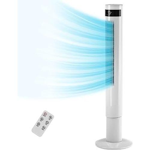 R.W.FLAME Tower Fan with Remote Control,Standing fan for office, Oscillation fan, 3 Wind Modes,Time Settings,LED Display(43", White)