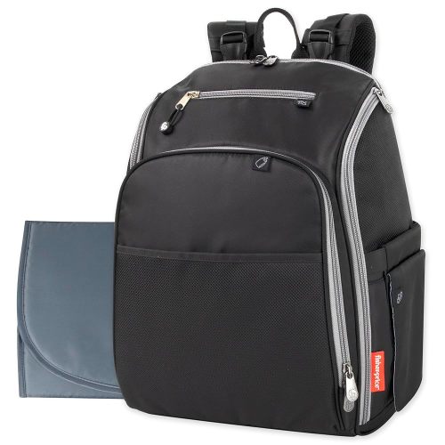 Fisher-Price Fastfinder 3 Piece Set Diaper Bag Backpack for Moms & Dads with Changing Pad and Wipes Pocket