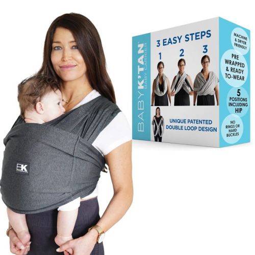 Baby K'tan Pre-Wrapped Ready To Wear Baby Carrier: Active Heather Black Yoga X-Small