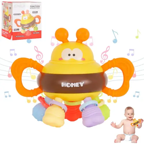 Baby Sensory Teething Toys Baby Montessori Teethers Toys for 0-6 6-12 Months Newborn Infant Rattles Chew Toys Toddler Learning Educational Toys World Bee Day Toy for Baby Boys Girls