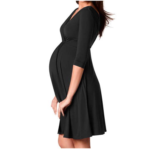 UQJfacai Women 3 in 1 Delivery Labor Nursing Nightgown Wrap V Neck 3/4 Sleeve Pleated Maternity Sleepwear for Breastfeeding S-2XL