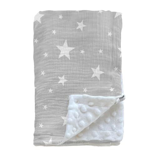Soarwg Kids Baby Blanket Unisex Newborn, Super Soft Nursery Minky Blankets with Muslin Cotton for Boys Girls, Toddler Baby Nursery Bed Blanket Shower Gifts, 30 x 40 Inch
