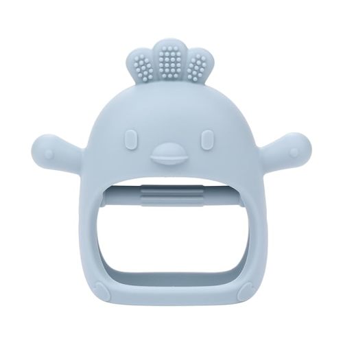 Chick Baby Teething Toys, Teether Toy for Babies 0-6 Month,Infant Hand Teether Pacifiers for 0-6 Months Breastfeeding Babies, Anti-Drop Silicone Mitten Teething Toy, Blue - Chick-Blue