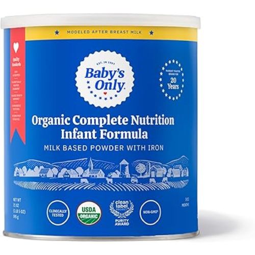 Baby's Only Organic Complete Nutrition Infant Formula, Milk Based Powder with Iron, Modeled After Breast Milk, Newborn to 12 Months Old, 21 oz, 1 Pack