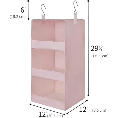 GRANNY SAYS 3-Shelf Hanging Closet Organizer, Collapsible Closet Hanging Shelves, Nursery Hanging Organizer, Pink, 29 ½" H X 12" W X 12" D, 1-Pack