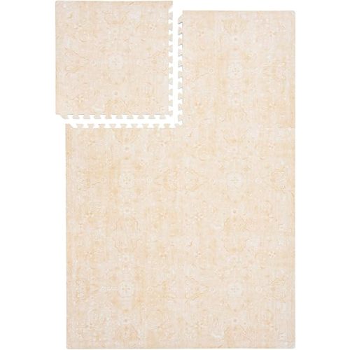 Super 1 Inch Thick Premium Quality Exercise & Baby Foam Play Mats - Expandable & Large Non-Toxic Odorless Floor Mat - 6 Tiles Spacious 6x4ft - Peel-Resistant - Light Apricot