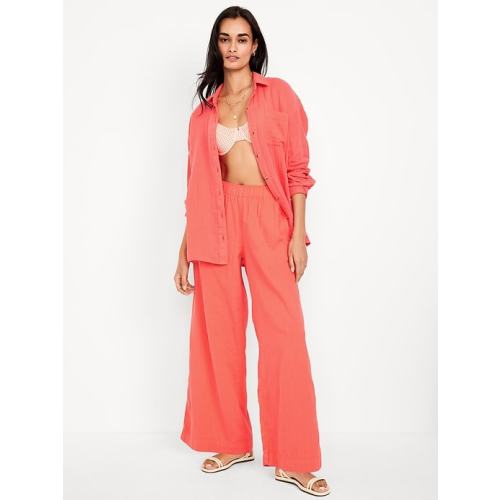 High-Waisted Crinkle Gauze Wide-Leg Pants | Old Navy