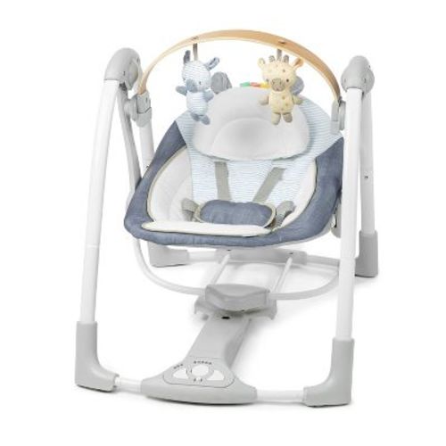 Ingenuity Swing N Go Portable Swing Removable Toy Bar - Chambray