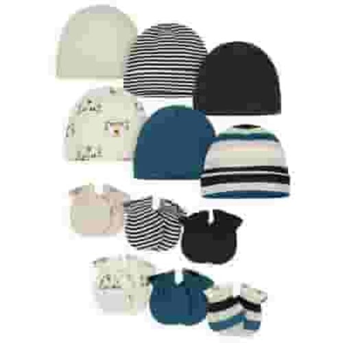 Onesies Brand Infant Bundle: Baby Boy Caps and Mittens Set, 12-Pack, 0/6 Months