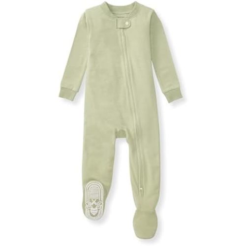 Burt's Bees Baby unisex-baby Honeysoft Sleeper Pajamas, Zip Front Non-Slip Footed Footie PJs, Organic Cotton & Lyocell