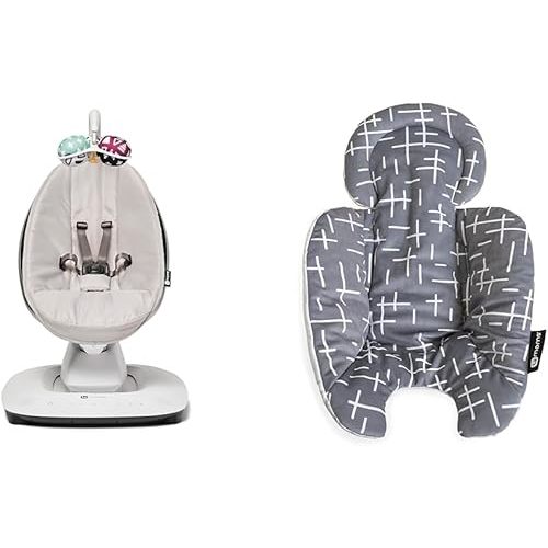 4moms MamaRoo Multi-Motion Baby Swing in Classic Grey with Plush Infant Insert, Dark Grey