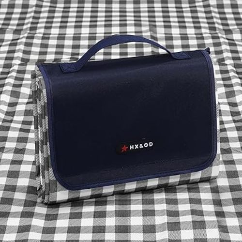 HX&OD Outdoor Picnic Blanket 80"X80" Picnic Mat Extra Large Camping Blanket Beach Blanket Foldable Waterproof Sand Mat Hiking Travel Family Concerts(Blue)