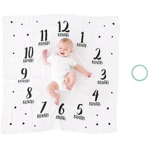 Pearhead Baby Milestone Blanket, Newborn Monthly Milestone Photo Prop, Baby Girl Or Baby Boy Keepsake Gift, New or Expecting Mom Gift, Large, Polka Dot