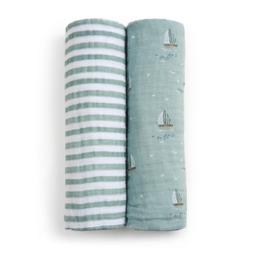 aden + anais Organic Cotton Muslin Swaddles in Sailing Seas 2 Pack