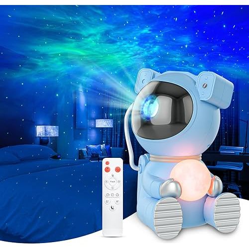 Astronaut Galaxy Projector, Star Projector with Timer and Remote, Night Light with Moon Lamp, LED Nebula Lamp for Kids Adults, Room Decor Gift (Blue Pro)