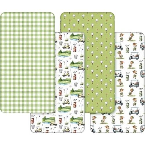 VitalCozy 4 Pcs Golf Crib Sheet Set Newborn Bedding Nursery Baby Sheets for Girl Boys Baby Gifts for Standard Crib and Toddler Mattresses, 52 x 28 x 8 Inches