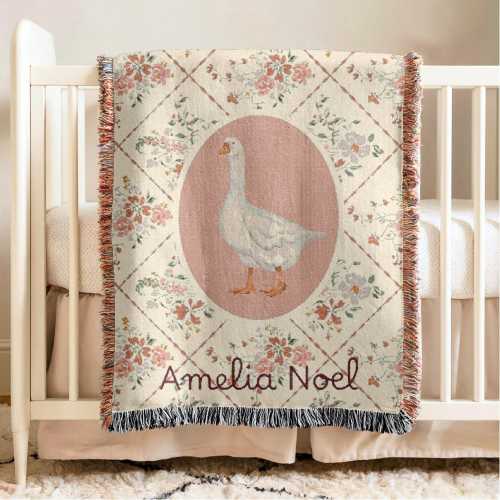 Personalized Baby Blanket Girls Goose Nursery Decorations Customized Name Blanket Personal Baby Shower Gift Custom Newborn Keepsake Gift