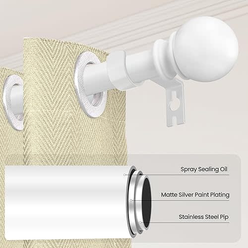 Curtain Rods for Windows 48 to 84 or 88 Inches Max - 5/8'' Metal Heavy Duty Curtain Rods Set - Rustic Decorative Drapery Rods with Brackets for Farmhouse, Bedroom, Sliding Glass Door(4-7.5 Feet-White)