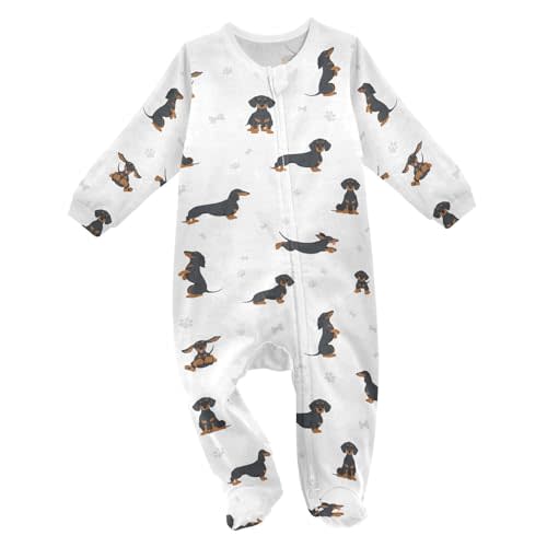 vvfelixl Exercises Doberman Dog Baby Sleepers For Girl Boys Newborn Baby Play One-Piece Footies For 0-24 Months White