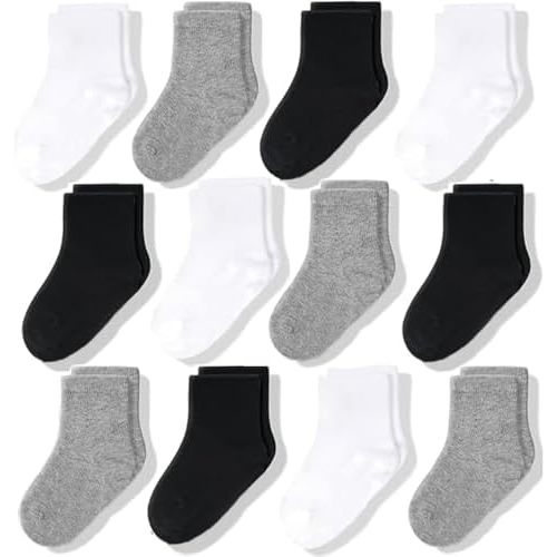CozyWay Baby & Toddler Socks Crew Comfy Cotton Socks For Girls and Boys Babies Soft & Breathable Infant - 12 Pack