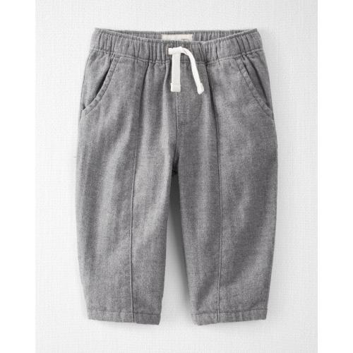 Carter's Little Planet Baby Organic Cotton Fully-Lined Brushed Herringbone Pants - 9M - Style,Heather Grey