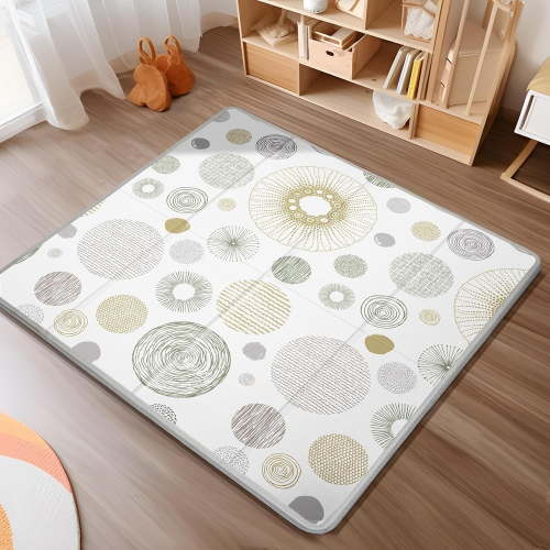 Foldable Baby Play Mat, PIGLOG 0.6 inch Waterproof Playmats for Babies and Toddlers Kids, Safe Foam Playmat for Tummy Time, 50“x50” Playpen Mat, Reversible Portable Baby Floor Mat for Infant, Circle