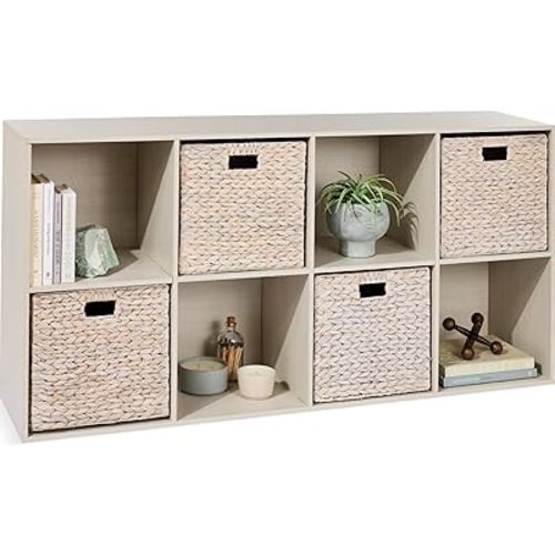 Best Choice Products 8-Cube Storage Organizer, 13.5in Shelf Opening, Bookcase, Display Shelf, Customizable w/ 2 Removable Back Panels – Whitewash