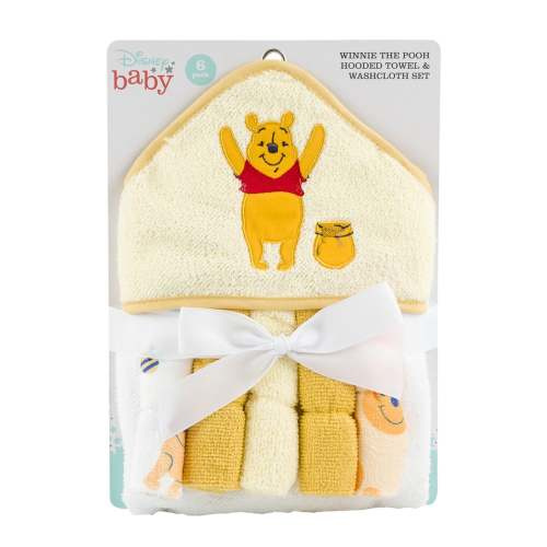 Winnie The Pooh Hooded towel and 5 Pack washcloths