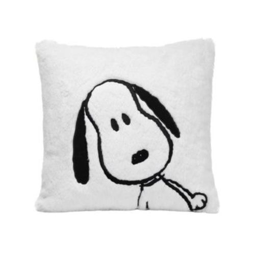 Classic Snoopy White/Black Furry Decorative Nursery Throw Pillow