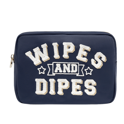 Stoney Clover Lane "wipes And Dipes" Embroidered Large Pouch in Sapphire | REVOLVE