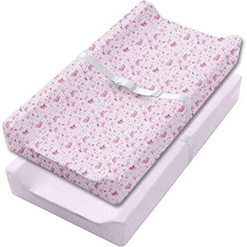 100% Muslin Changing Pad Cover Ultra Soft, Breathable, Secure Fit, Fade-Resistant Prints for Boys and Girls (Pack 2)