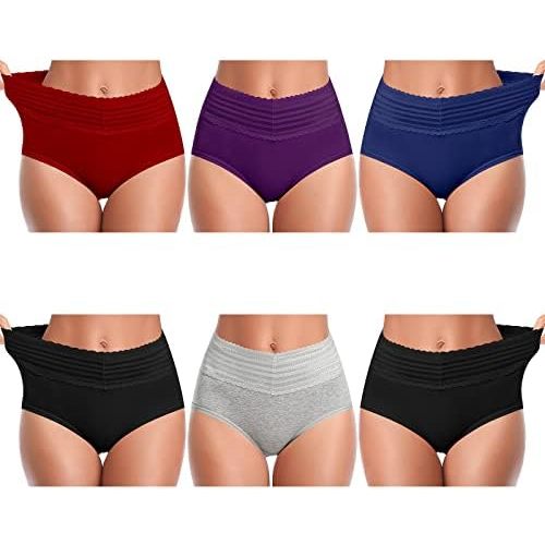UMMISS Womens Underwear,Cotton High Waist Underwear for Women Full Coverage Soft Comfortable Briefs Panty Multipack