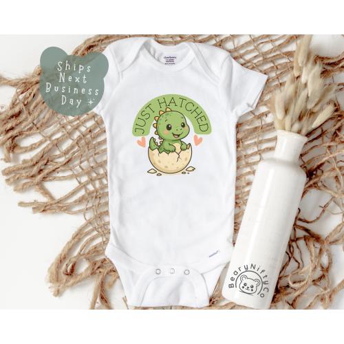 Adorable Dino Baby Tshirt, Just Hatched Cute Dinosaur Theme Baby Bodysuit, Dino Baby Reveal Outfit Gift, Dinosaur Baby Coming Home Outfit