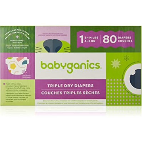 Babyganics Diapers, Size 1, 80 ct, Ultra Absorbent Diapers