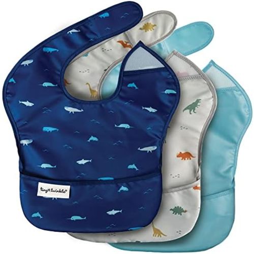 Tiny Twinkle Mess-Proof Baby Bib - Waterproof Bib for Baby Boy or Girl - PFAS, PVC, BPA, Phthalate Free - Baby Food Bibs