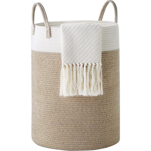 Cotton Rope Laundry Hamper by YOUDENOVA, 58L - Woven Collapsible Laundry Basket - Clothes Storage Basket for Blankets, Laundry Room Organizing, Bedroom Storage, Clothes Hamper – Brown