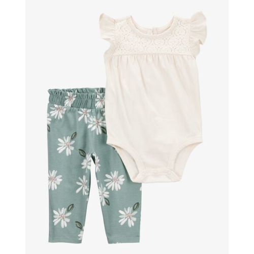 Baby Girl 2-Piece Floral Short-Sleeve Bodysuit Pant Set - Carter's | Carter's