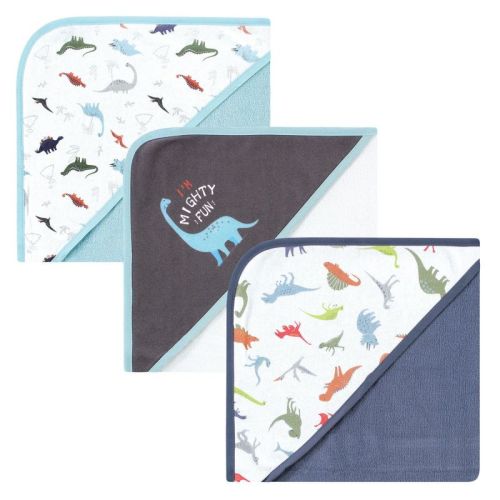 Hudson Baby Infant Boy Cotton Rich Hooded Towels, Dinosaurs, One Size