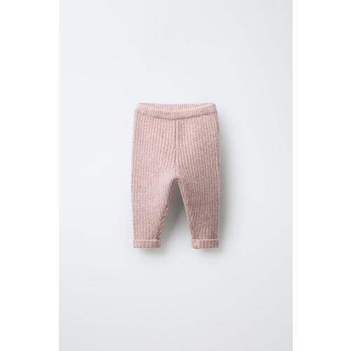RIBBED KNIT LEGGINGS - Light pink | ZARA United States