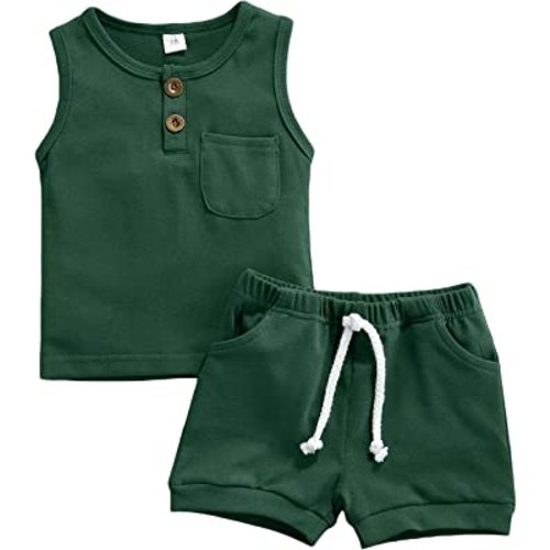 Karwuiio Toddler Baby Boys Outfit Sleeveless Vest Tank Tops Casual Shorts Sets 2PCS Summer Baby Clothes